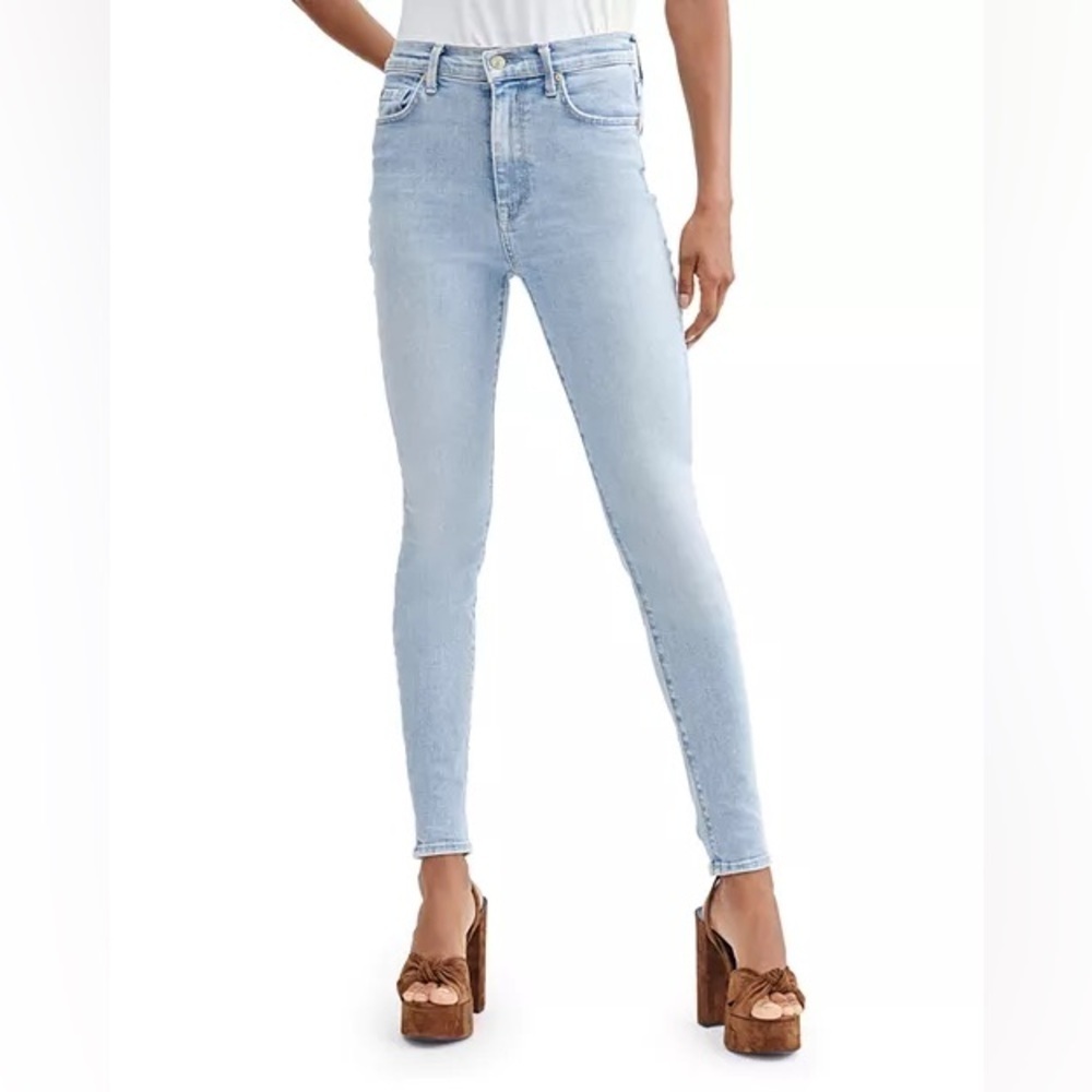 7 FOR ALL MANKIND Women's Light Blue Wash High Waisted Skinny Jeans Size 28